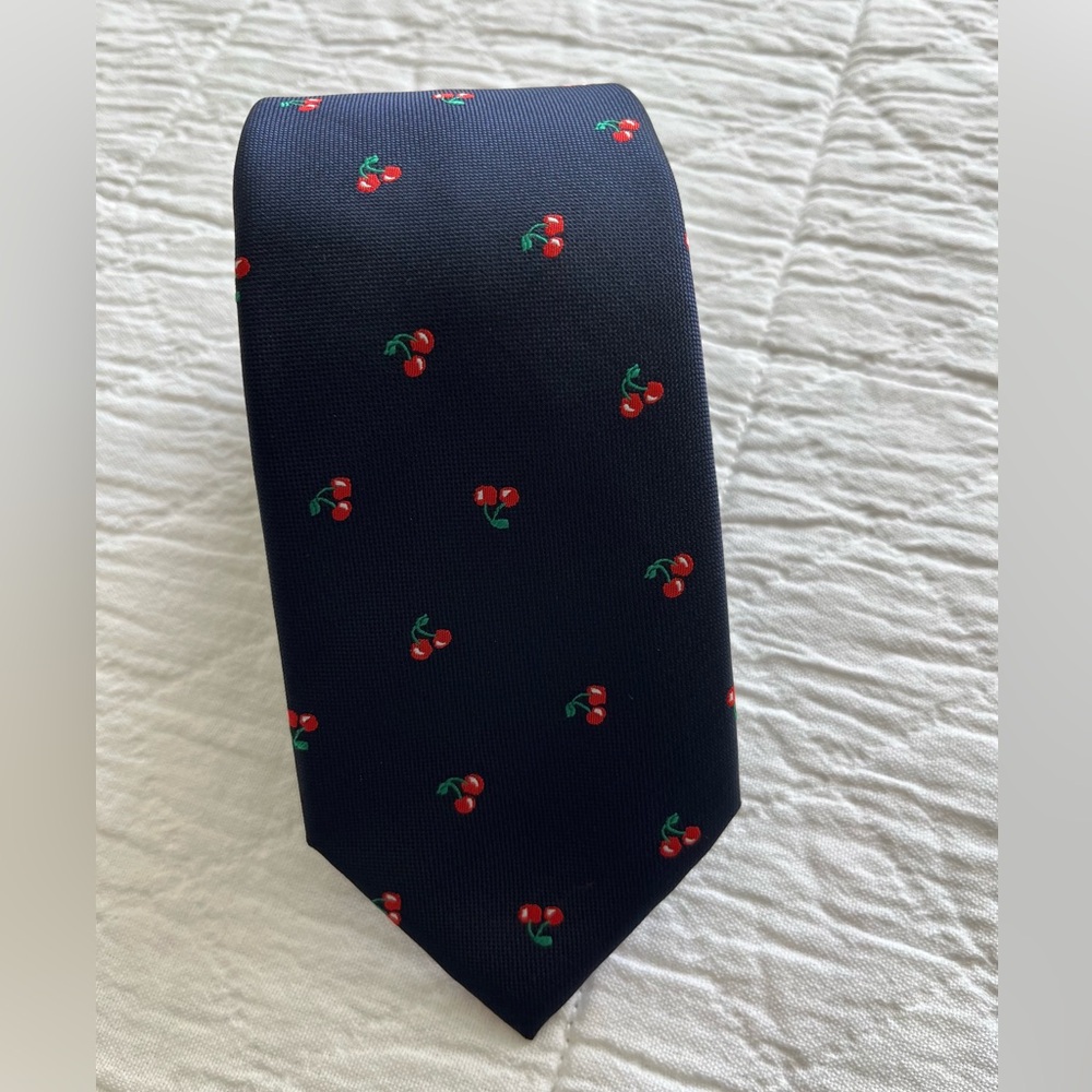 Cherry Patterned Navy Tie